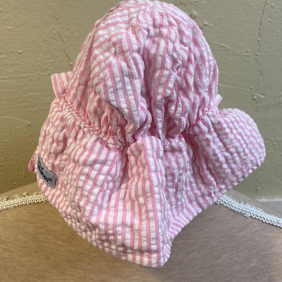 The Original Flap Hat pink and white stripe size S - Picture 2 of 5